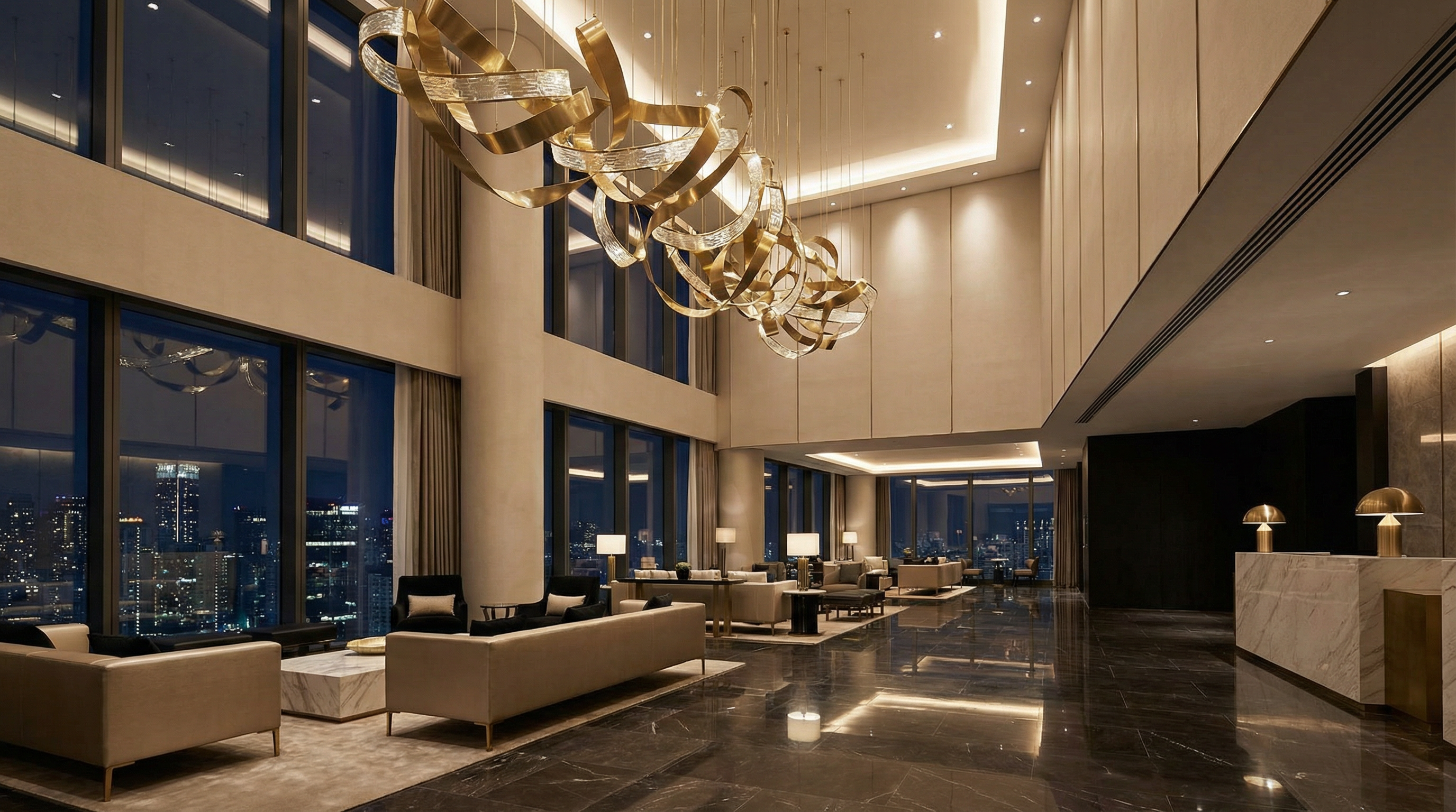 Luxury hotel lobby
